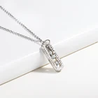 Pave Oval BAOYAN Stainless Steel Micro Pave Cubic Zirconia Oval Pendant Necklace