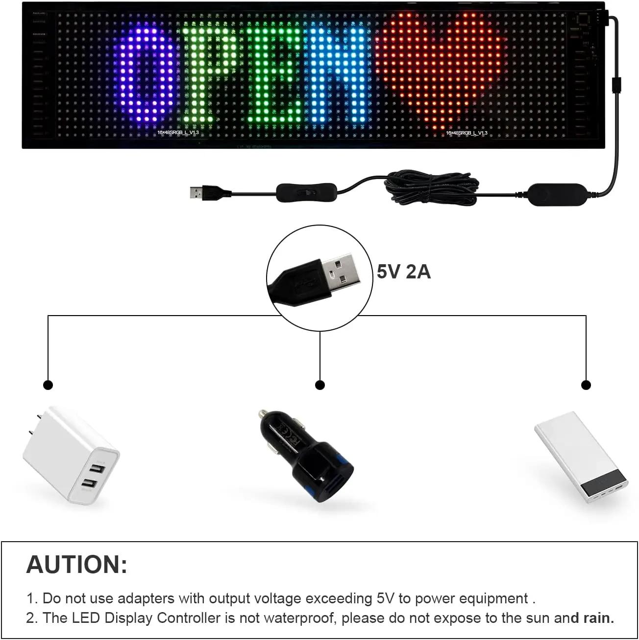 Scrolling Advertising LED Sign USB 5V LED Car Sign Programmable Sign Led Digital Screen Advertising Screen Store LED Display