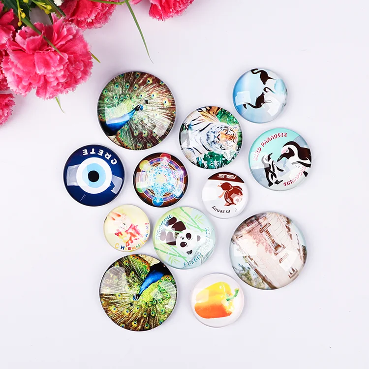 product wholesale promotional gifts custom decorative glass crystal refrigerator magnets 30mm round fridge magnet-35