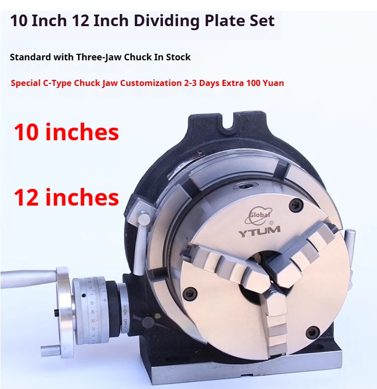 TEBAK Horizontal Vertical Rotary Table HV10 HV14 With 3 Jaw Chuck Indexing Rotary Table 10'' 14'' for Milling Machine