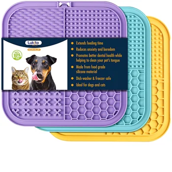 Hot Selling Modern Silicone Licking Mat Eco-Friendly Portable Rectangle Cat Dog Suction Bowl Scraper Brush for Slow Food Feeding