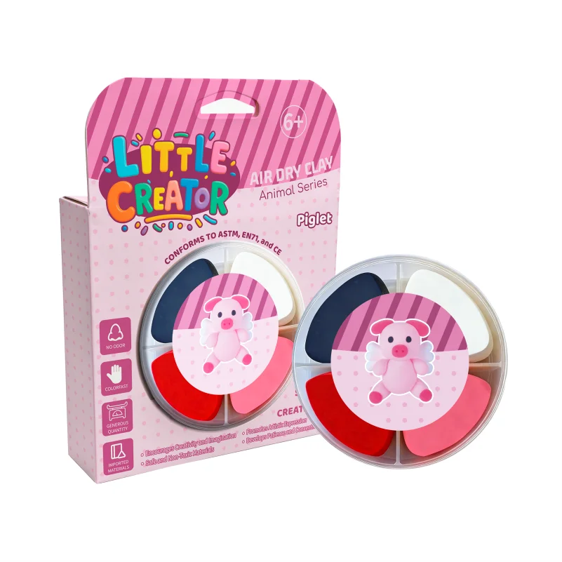 工場直送 4色エアドライクレイ：柔らかく非粘着性の動物モチーフDIYクレイ（お子様向けパーティークラフトおよびホリデーギフト用）