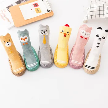 Long Glory Fashion New Design Doll Leather Socks Baby Toddler Kids Footwear Infant Children Floor 3D Cartoon Animal Head Socks
