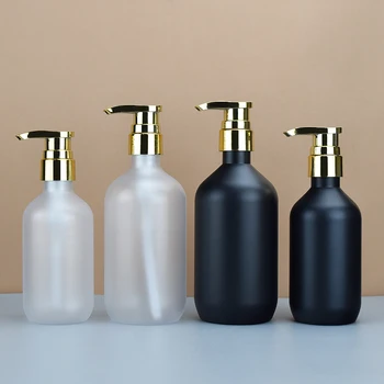 Factory direct sales PET empty plastic bottles 300ml 500ml black gold packaging for shampoo