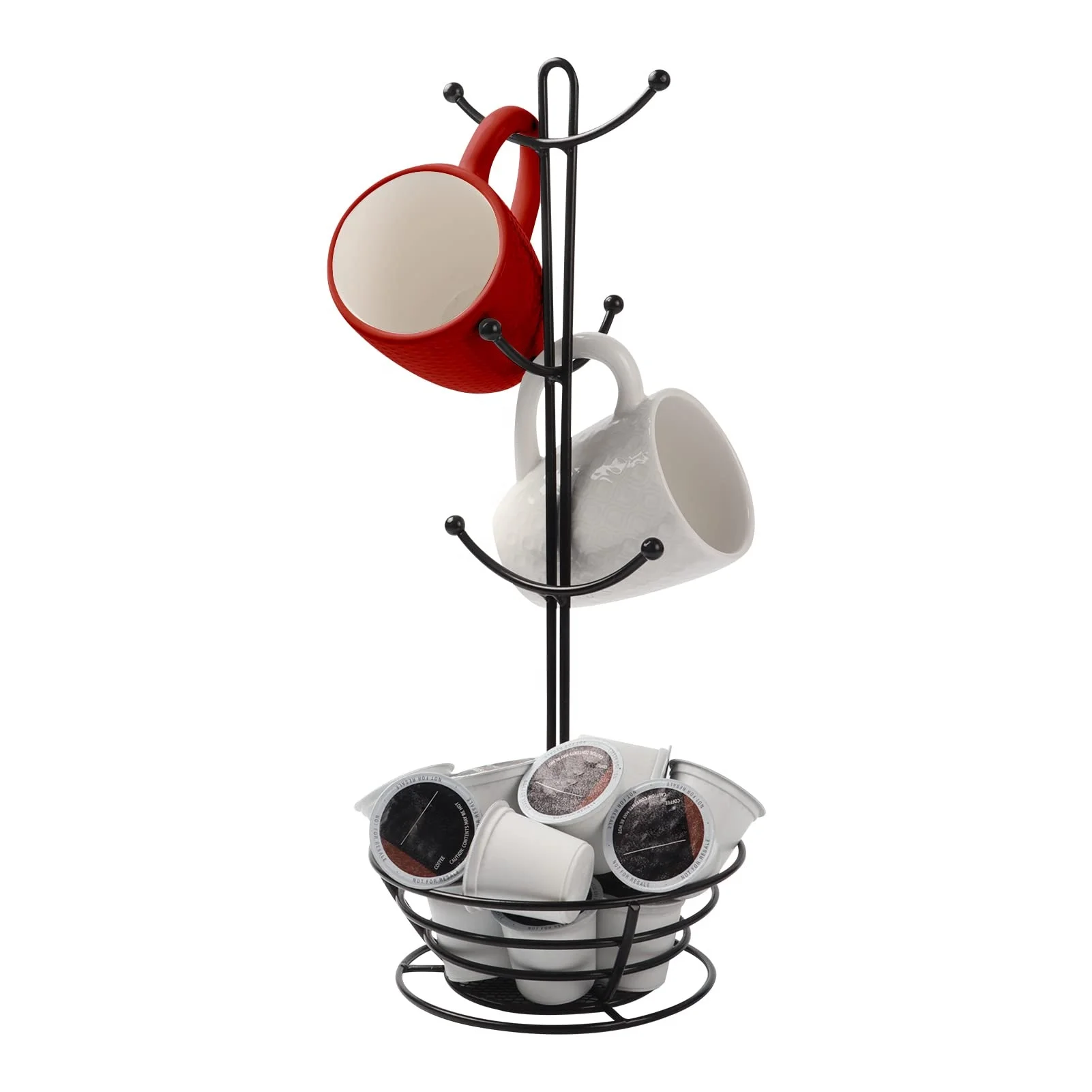 Coffee Pod Holder With Mug Rack,Black 