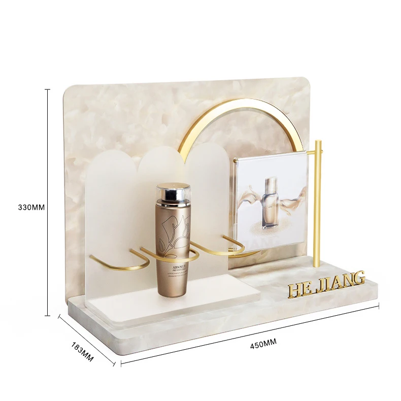 Luxury Style Custom Counter Top Display Cosmetic Perfume Essential Oil Led Acrylic Light Display Stand