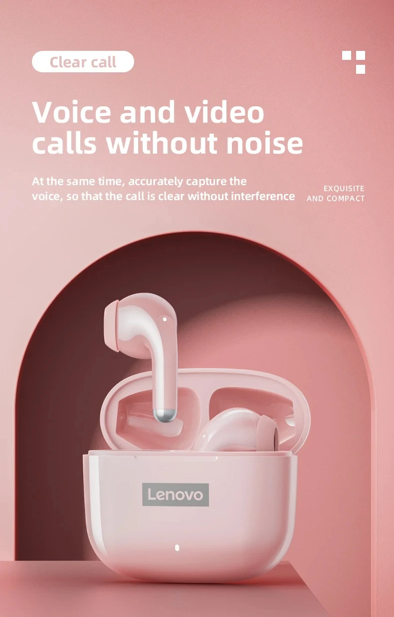 Lenovo LP40 Pro TWS BT Earphones BT 5.1Touch Control Music Sport Headset Noise Reduction Gaming Headphones 250mAh