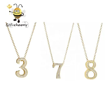Slovehoony 24K gold plated Number Necklace jewelry, Initial 3 and 7 Pendant Necklace, Number 8 Necklaces For Man