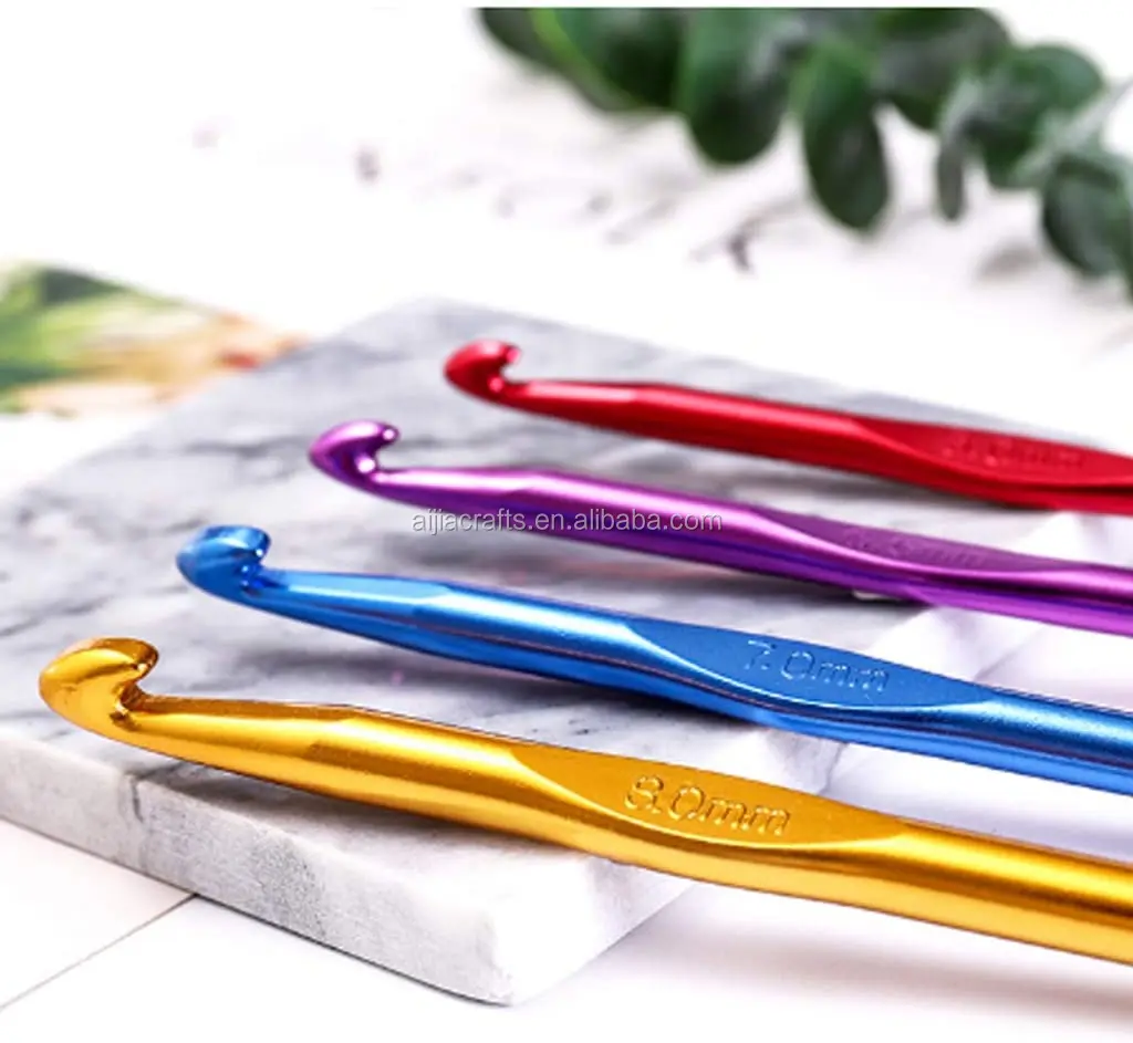 Crochet Hooks Set 14 Sizes Multicolor Aluminum Handle Crochet