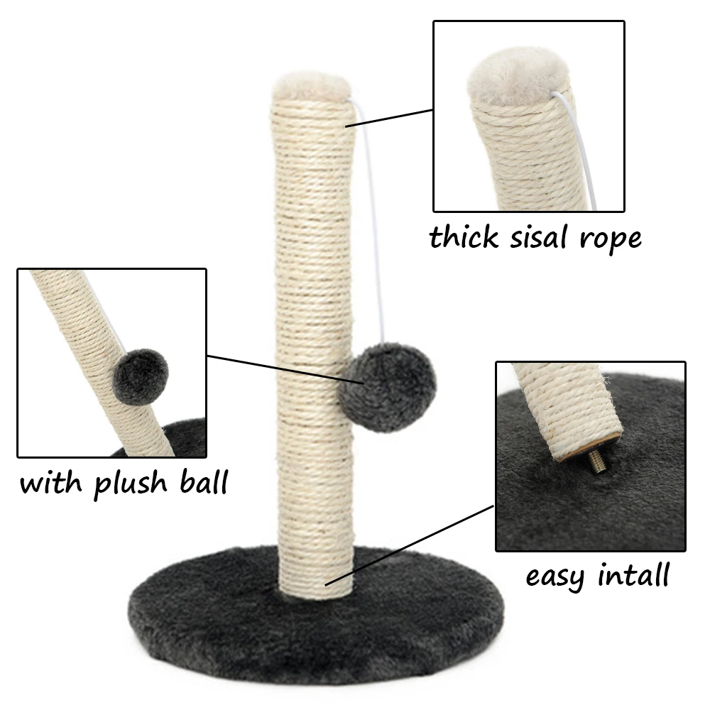 Sisal Rope Cat Scraper Scratching Post Kitten Pet Jumping Tower Toy With Ball Cats Sofa