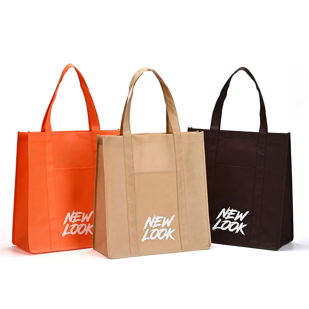 Custom Recycled Plastic Non Woven Shopping Tote Bag With logo Laminated Waterproof Reusable Eco Friendly Grocery Bag factory