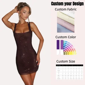 Fashion Trend Hot Diamond Solid Color Suspender Women's 2026 Summer New Sexy Backless Sleeveless Generous Waist Dress