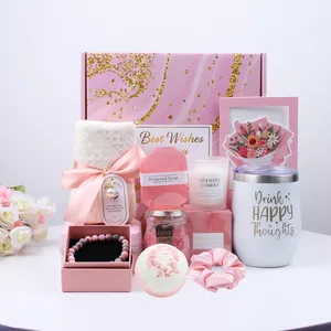 New Arrival Luxury Gift Set Towel Cup Aromatherapy Candle Gift Set Mother's Day Birthday Gift With Pink Paper Box