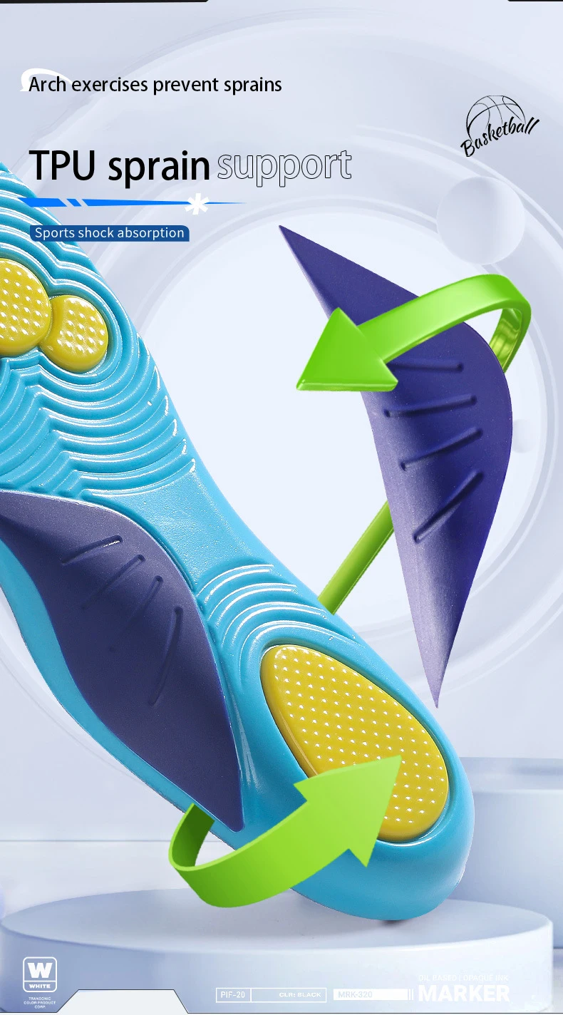 New Arrival Arch Support Sport Insoles Comfortable Shock Sweat Absorbing Pain Relief Massage Ball Foot Cushions Bouncy Inserts