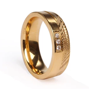 18K Yellow Gold Distinctive Patterns for Damascus Steel Wedding Ring for Men and Women