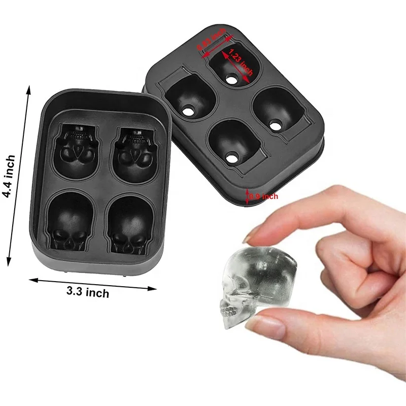 Flexible Silicone Skull Ice Cube Mold Tray