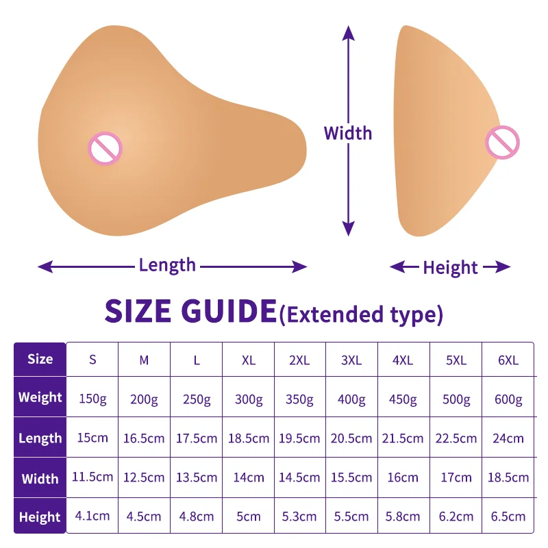 Extended Type Mastectomy Fake Boobs Enhancer Silicone Breast Form Prosthesis Bra Insert for Shemale Women