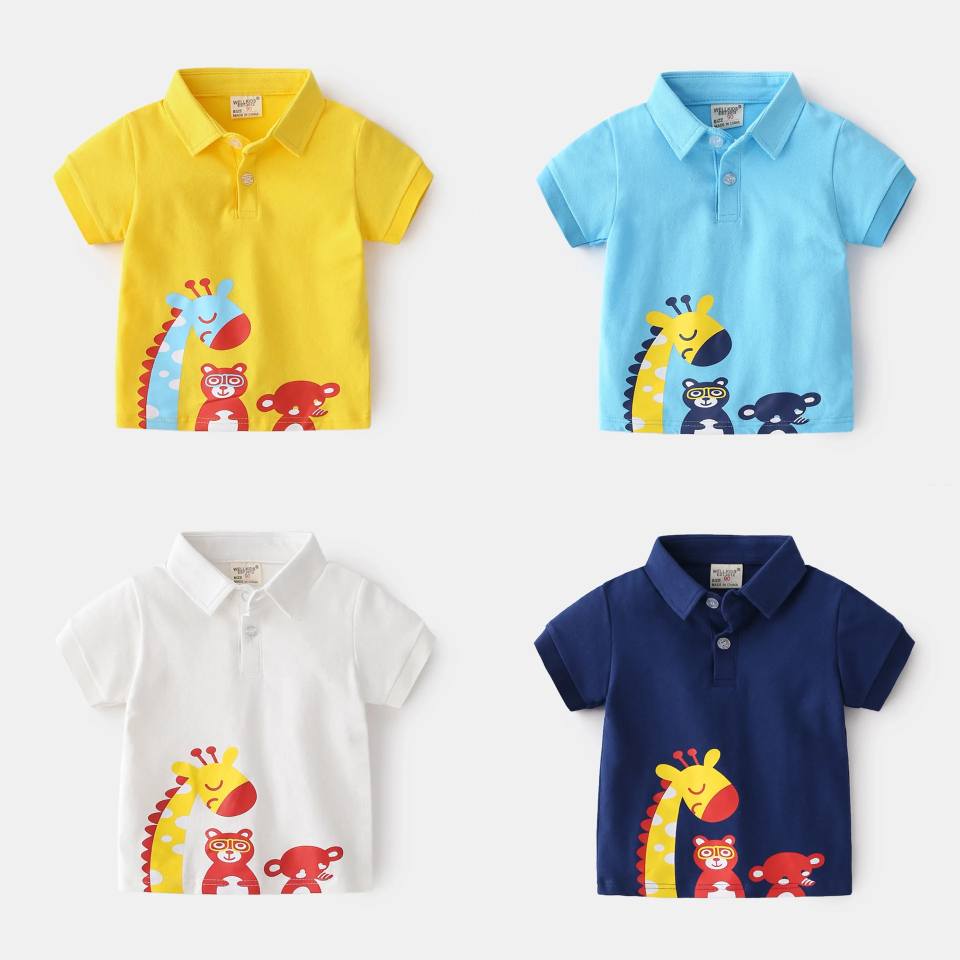 たぬき 希少 T Boy Tops Shirts Shirts Neck Polo Cotton 100% - Kids for Boys