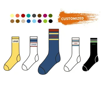 Hot Selling Custom Crew Cotton Comfortable Stripe Logo Socks Custom Socks
