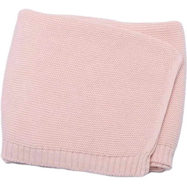 Customize 100% Cotton Knit Blankets Baby Newborn Solid Soft Knitted Baby Blanket