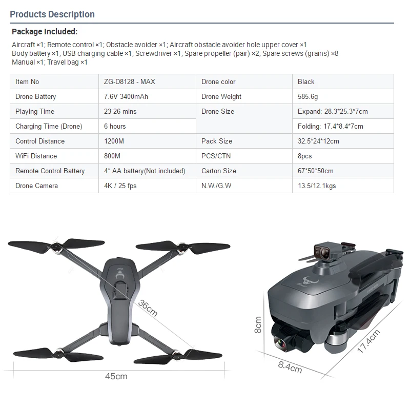 4K 3-осевой и портативный монопод с шарнирным замком камера бесщеточный карданный мотор от препятствий Drone Sg906