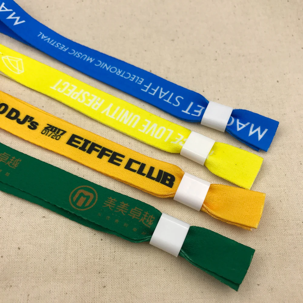 Пользовательские популярных печатных силиконовые рекламные ткань браслеты/полиэстер тканые браслеты