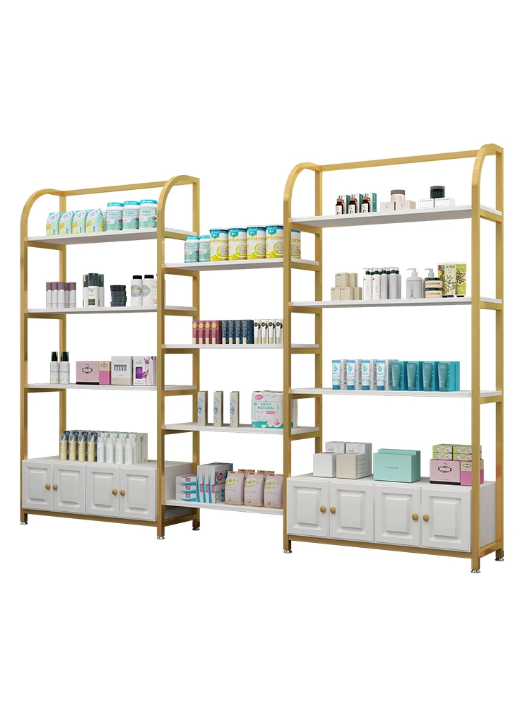 Foshan Meicheng Factory Designed Beauty Shop Nail Salon  Products Display Shelf Cosmetic Shop Show Cabinets With Lights