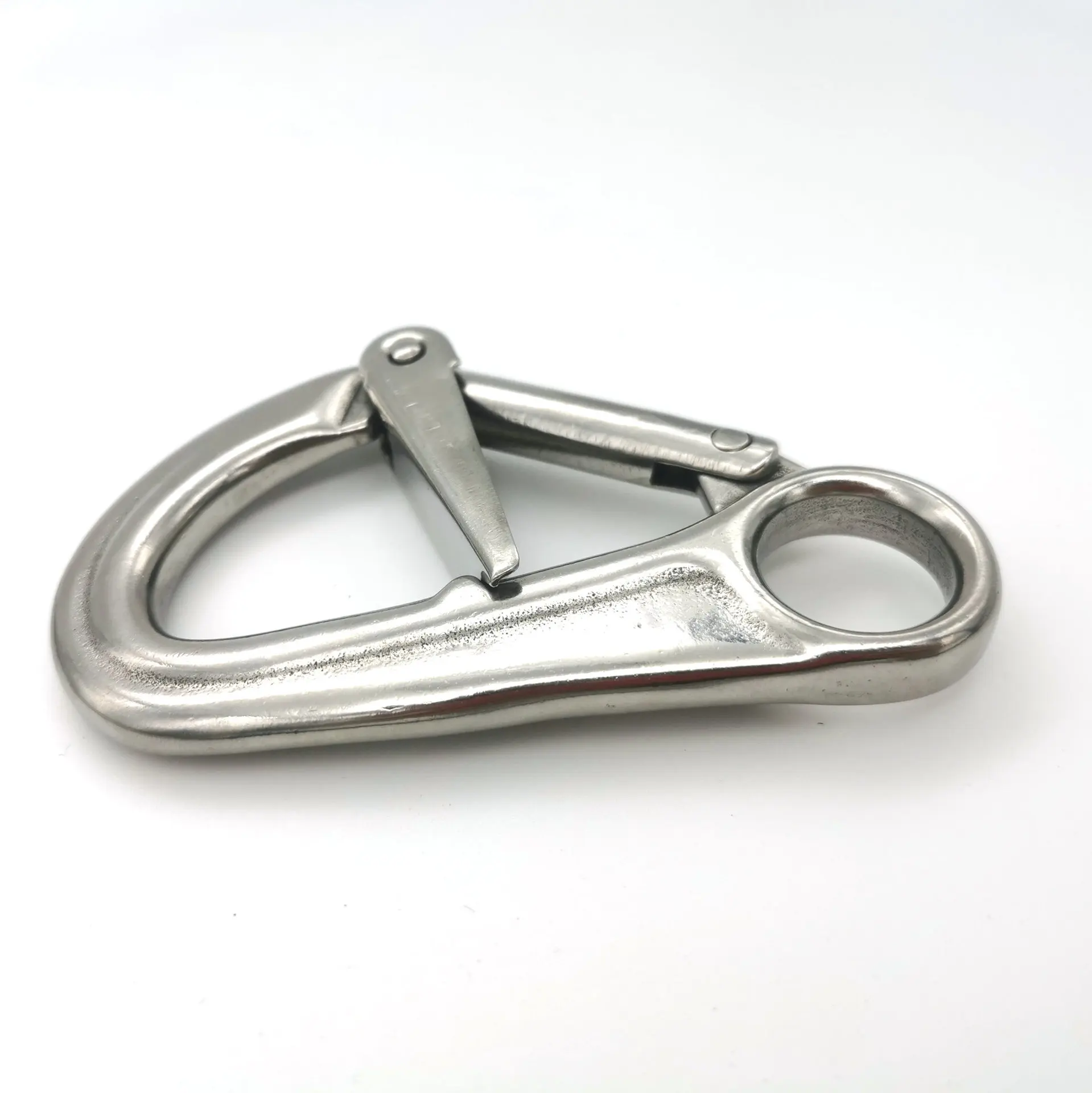 Stainless Steel 304/316 Metal Carabiner Safety Release Pressure Spring Rope Dual Lock Hook Spring Ring Clasps Double Safety Hook