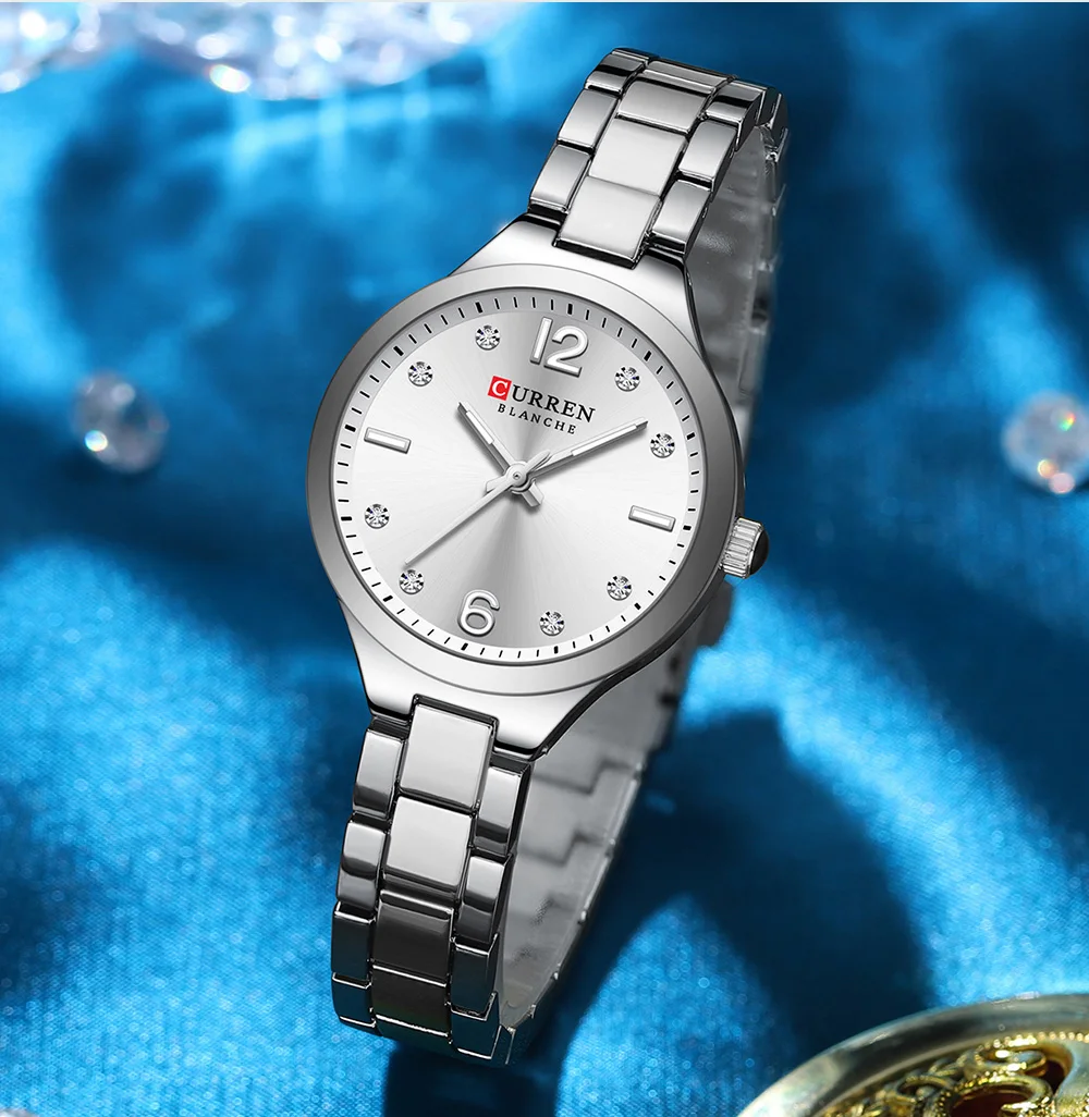 Curren 9105 Women Elegant Watch Stainless Steel Fashion Diamond Number Dial Ladies Watches Luminous Casual Quartz Wristwatch