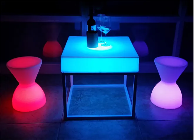Smart 16color Changing  Led Light Table bar Furniture Glowing LED Coffee Cube Table