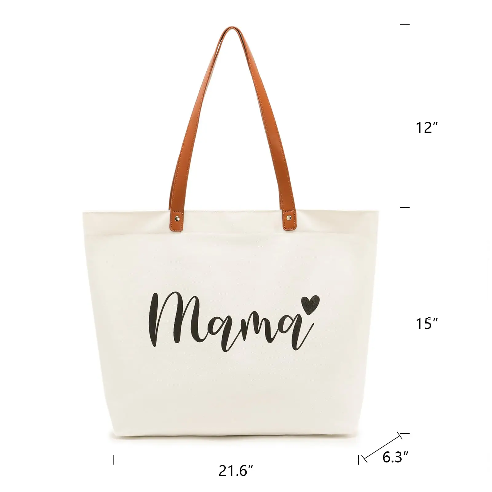 Customizable Leather Handle Tote Bag Reusable Hospital Shopping Beach Travel Cotton Canvas Mama Bag with Custom Logo Pattern