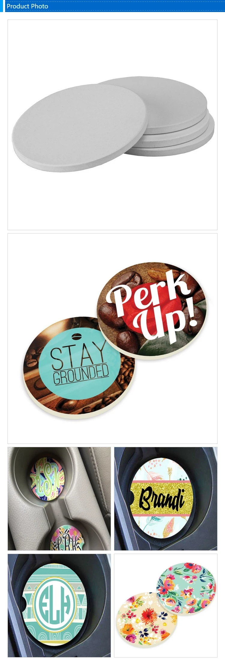 Classic Sublimation Blanks Sandstone Auto Coasters Aroma Stone Car