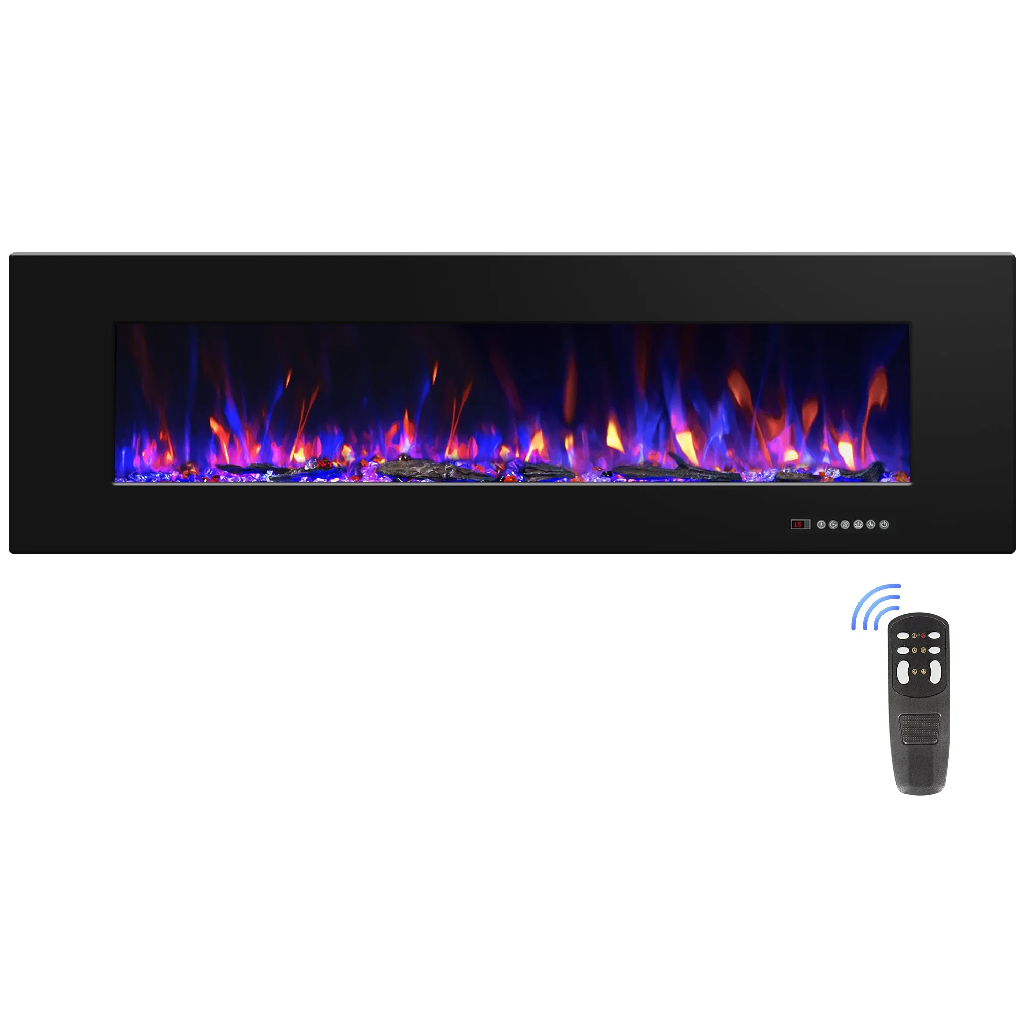 Luxstar 50 Inch Black Wall-mounted Not For Recessed Electric Fireplace Heating Decorative Fireplace with Thermostat