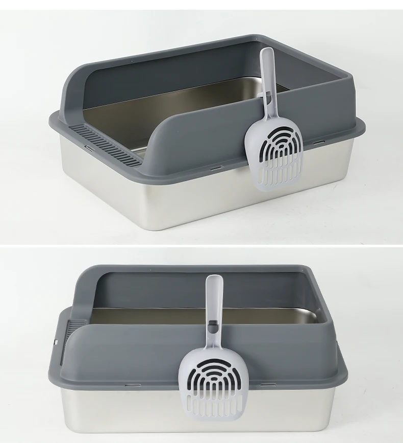 Semi-closed Litter Box Oversized Stainless Steel Litter Box with Foot Pads a Complete Litter Box details
