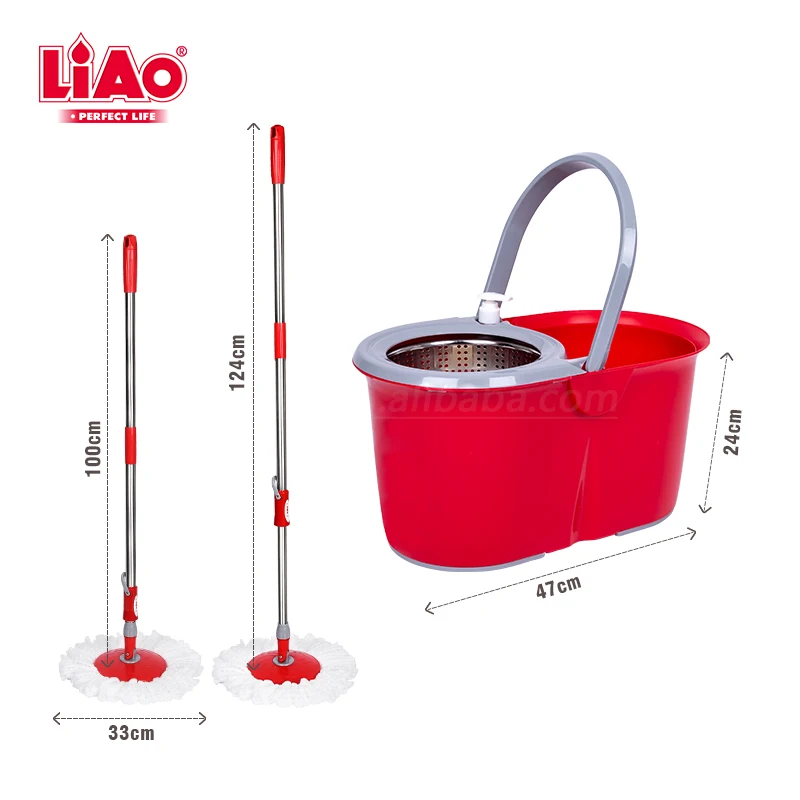 Secchio Per Mocio Rotante Deluxe 360, ​​sistema Di Pulizia Per Pavimenti Rotante Con 6 Ricariche Per Testine Di Ricambio In Microfibra, Manico Allungabile, 4 Ruote Per La Pulizia Della Casa