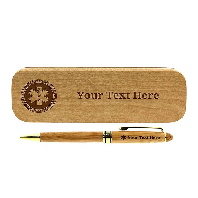 Personalized ECO friendly wooden pen set packaging business office  bamboo pen bamboo wood pen box