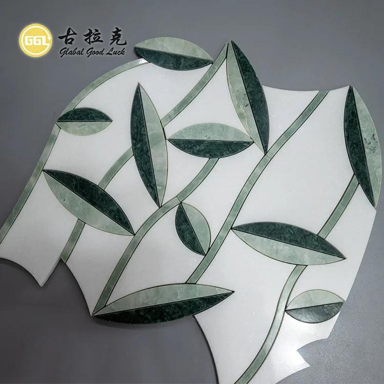 Leaf Design marble Waterjet Mosaic Tile For Wall Floor Home Decoration