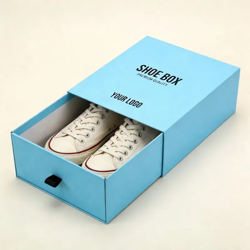 高級な硬質リサイクル可能なカスタマイズ可能卸売スライド式紙製ボックス。スポーツシューズ、サンダル、ハイヒールサンダルの包装用ボックス