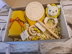 Деревянный силиконовый подарочный набор для новорожденных, погремушка для купания, Прорезыватель для зубов
