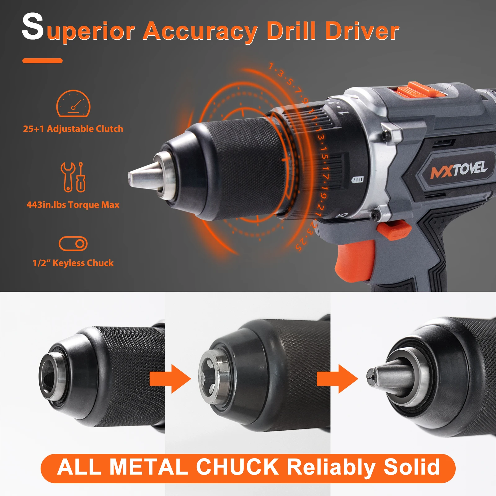 OEM Supported Wholesale Variable Speed 20V Lithium Battery Power Portable Cordless Drill