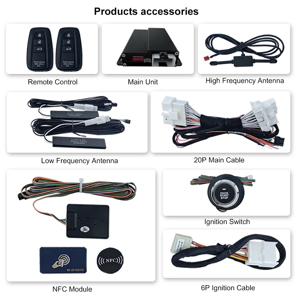 For Toyota Hilux Keyless Entry Car Alarm Kit Remote Engine Start Push Button Remote Starter and Ignition Control Plug and Play