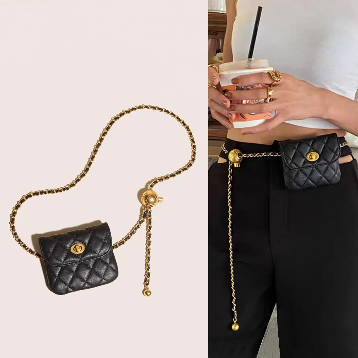 Luxury Gold Ball Chain Belt - Adjustable Designer Waistband