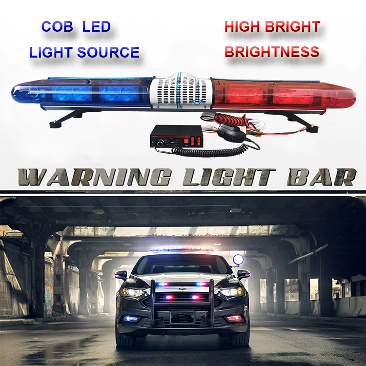 スピーカーアンプとサイレンを内蔵した47インチ12V260W赤青緊急LED警告 