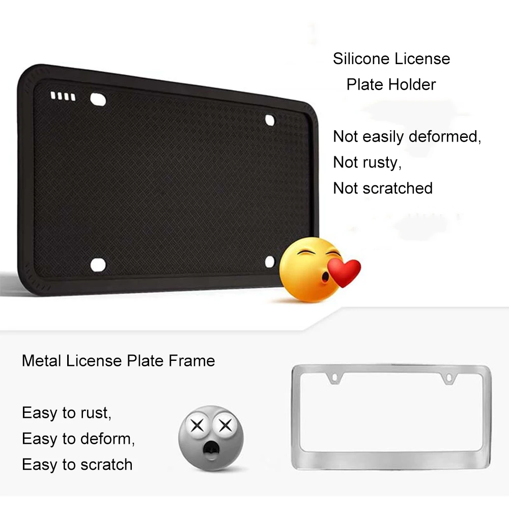 Silicone Protective License Plate Frames Mounting Hardware Screws Caps License Plate