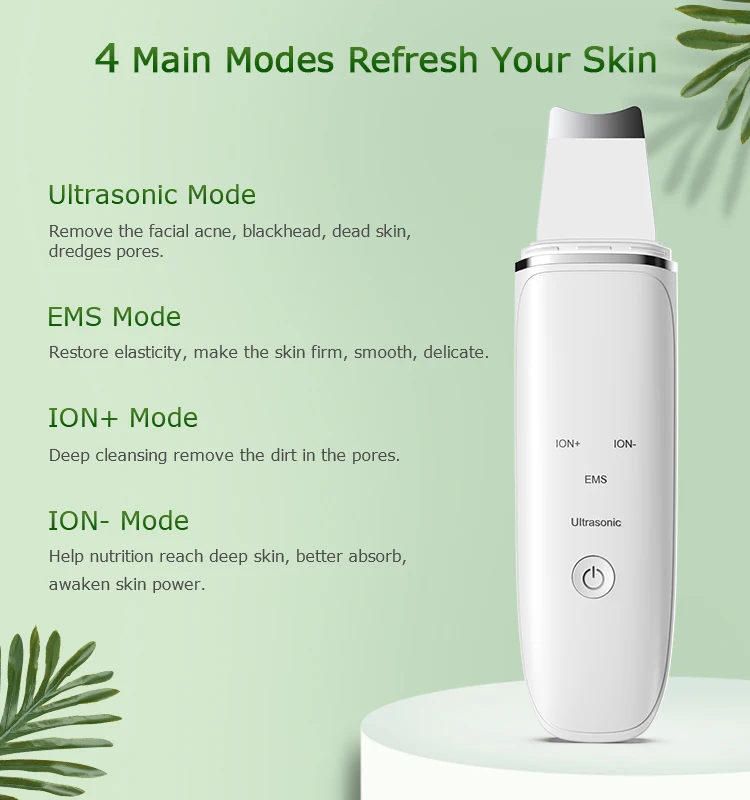 Ultrasonic Ion Therapy Face Skin Scrubber Facial Cleaner Cleansing ...