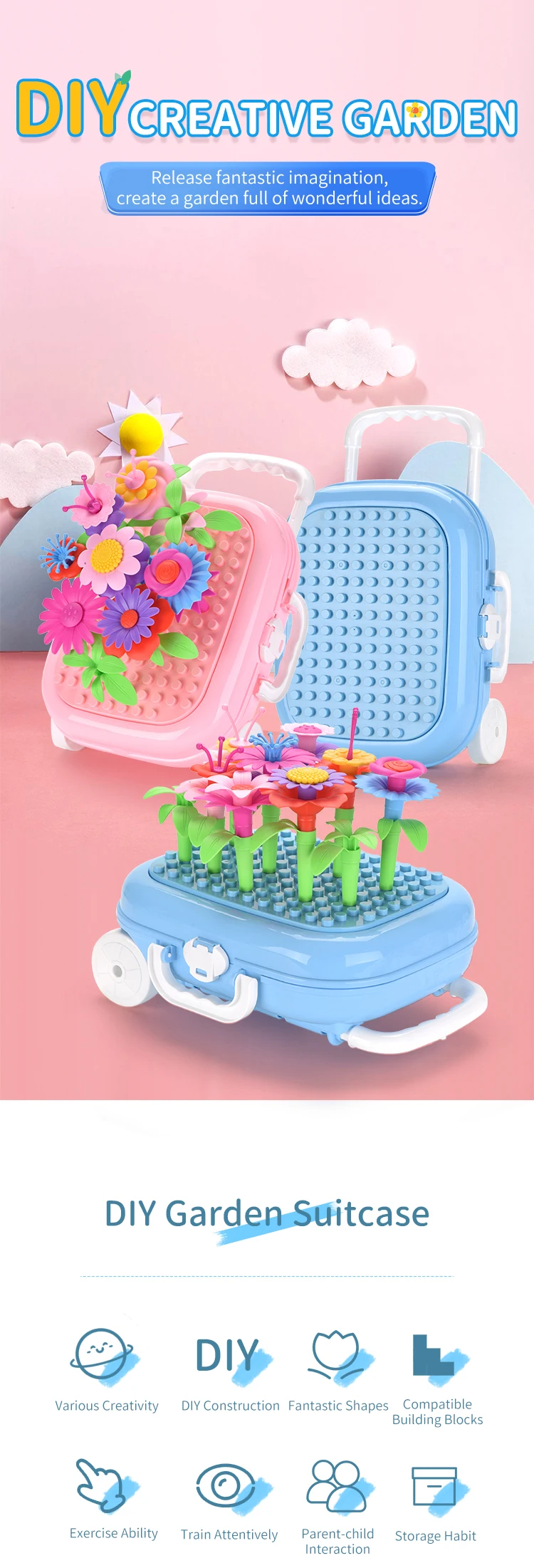 New Kids Diy Assemble Flowers Blocks Toys 39pcs Plastic Toy Garden Building Games Buy Garden