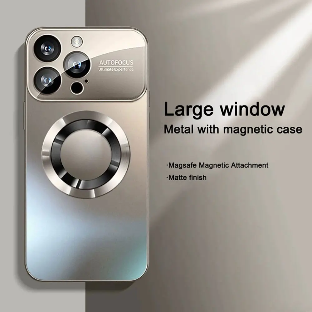 Luxury Large Window Magnetic Charging Camera Lens Protection Phone Case for iPhone 16 15 Plus Pro Max CD Mobile Phone Cases