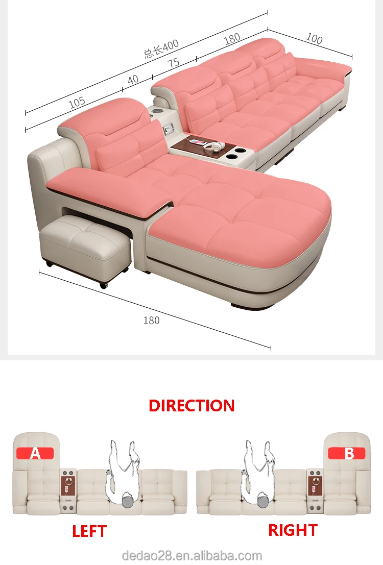 Factory Direct Sale Latest Design Couch Customized L Shape Leather