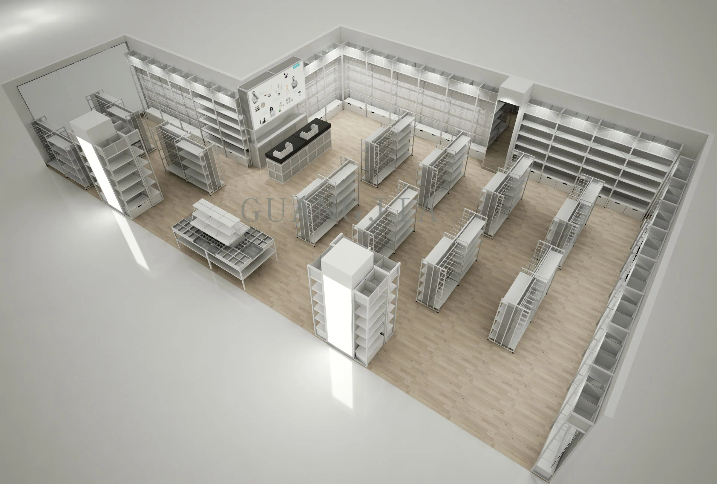 服装店金属货架设计3d壁挂货架板条墙板