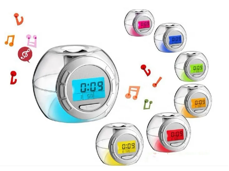 Digital Desk Table Alarm Clock Calendar Countdown Timer Electronic with Nature Sound Music Ringer Creative Gifts apple Shape